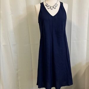 Eileen Fisher Navy Blue linen Aline dress